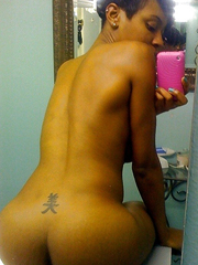 Busty ebony wife takes self-shot pictures, pics from her